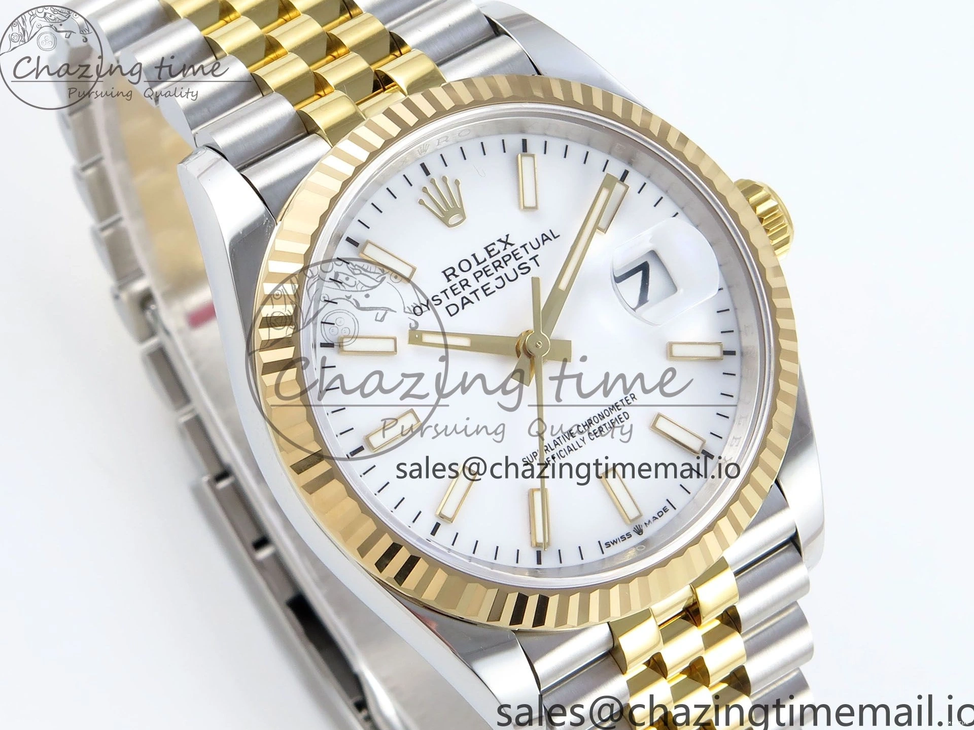 MiroTime 0126 DateJust 36 126233 EWEF Best Edition White Dial Stick Marker on SS YG Jubilee Bracelet A Affordable 618